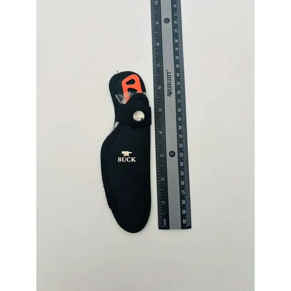 New Buck Knife 135-BK Fixed Blade Caper Knife Stainless Steel w/ sheath Orange